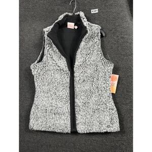 Flex Time Reversible Vest Womens Size M Gray Black Quilted Puffer Fleece NEW